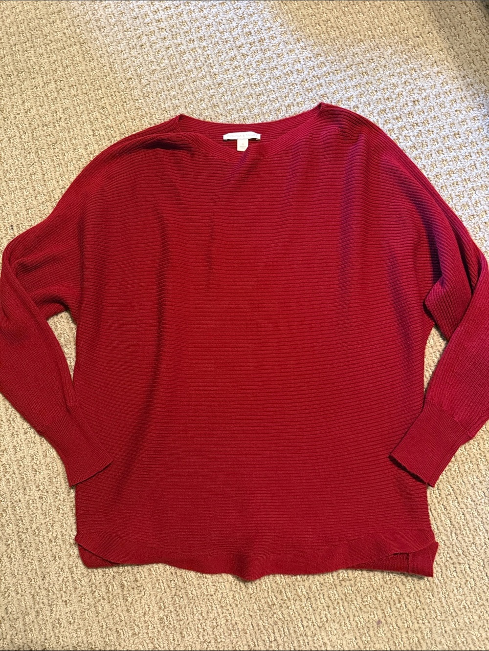 Women’s Chelsea & Violet red ribbed knit oversized sweater sz Small